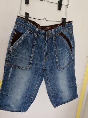 Boy London Denim Shorts with Brown Pocket Trim 32"